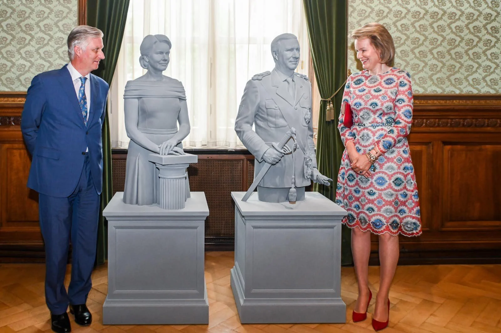 King Philippe and Queen Mathilde unveil their busts at the Belgian Senate
