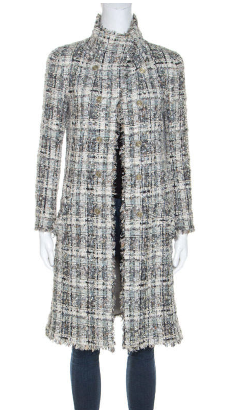 Chanel Silk Blend Tweed Coat