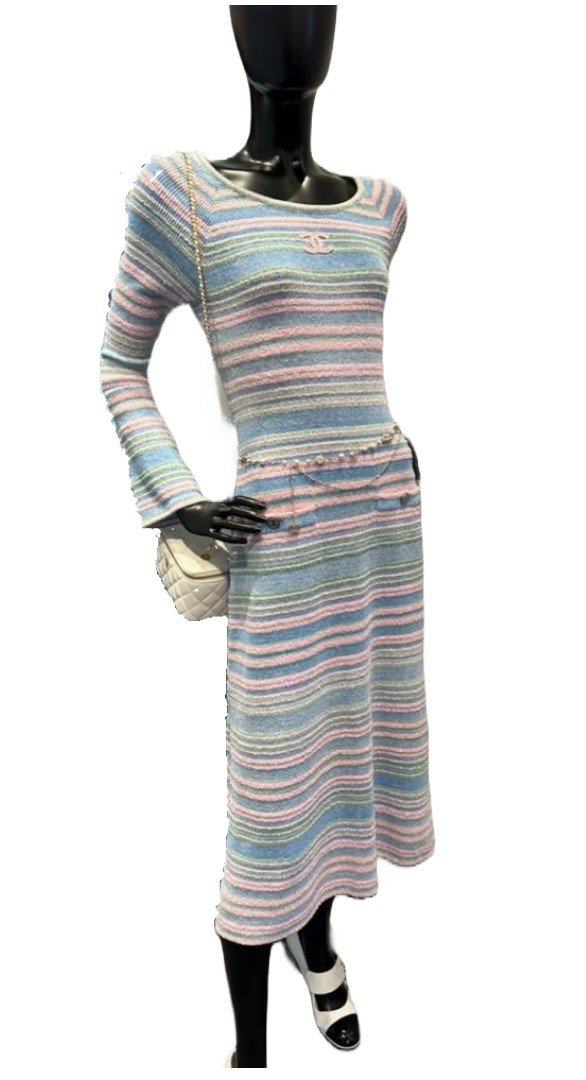 Chanel Striped Cashmere Midi Dress.jpg