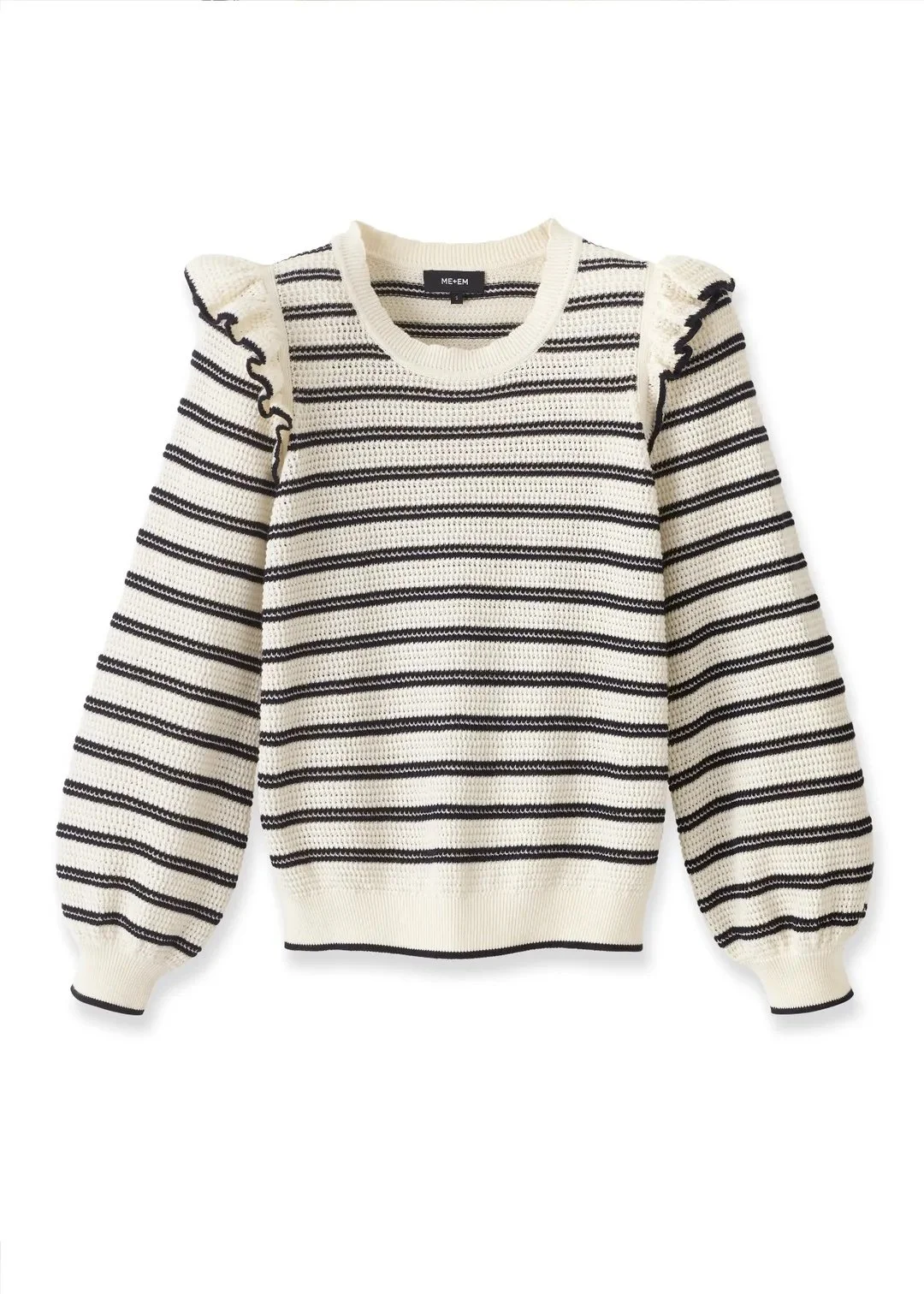 ME and EM Cotton Breton 3/4 Sleeve Frill Jumper