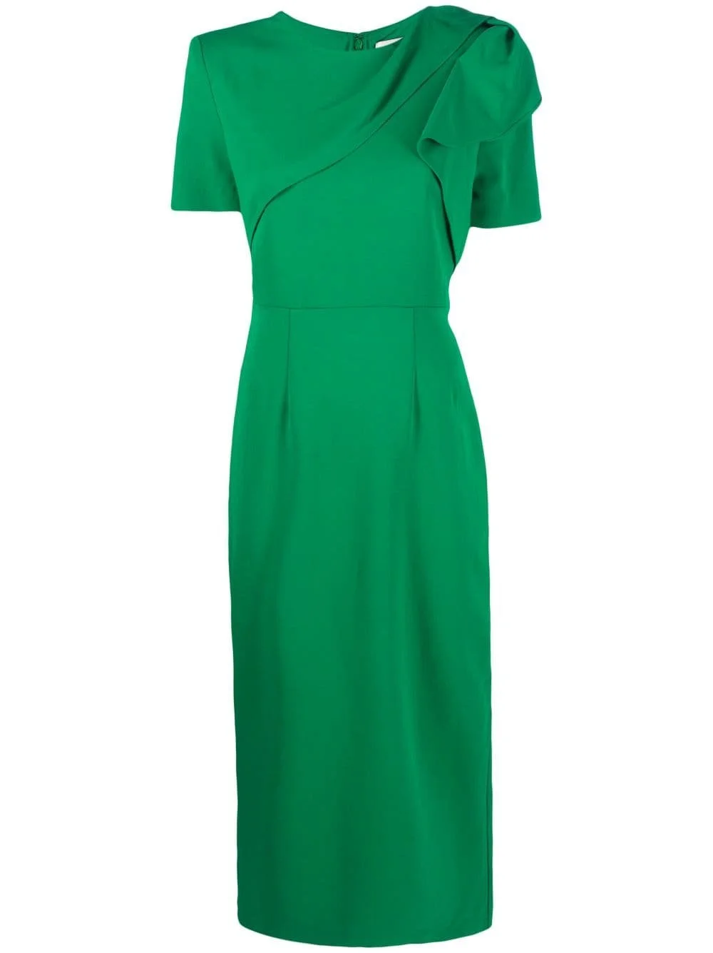 Roland Mouret Ruffle-Bodice Cady Midi Dress