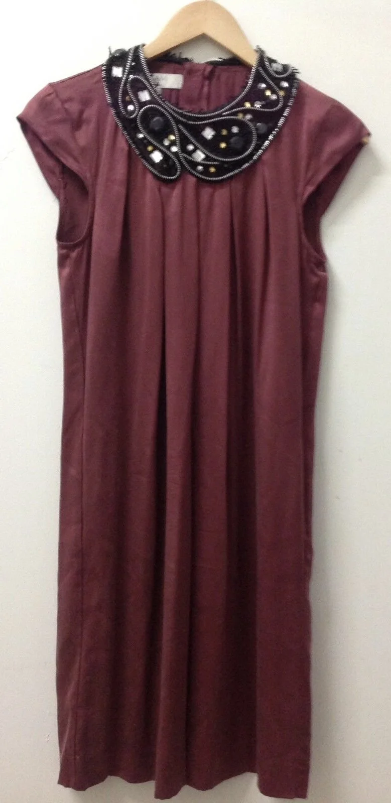 Mango Embellished Neckline Silk Dress