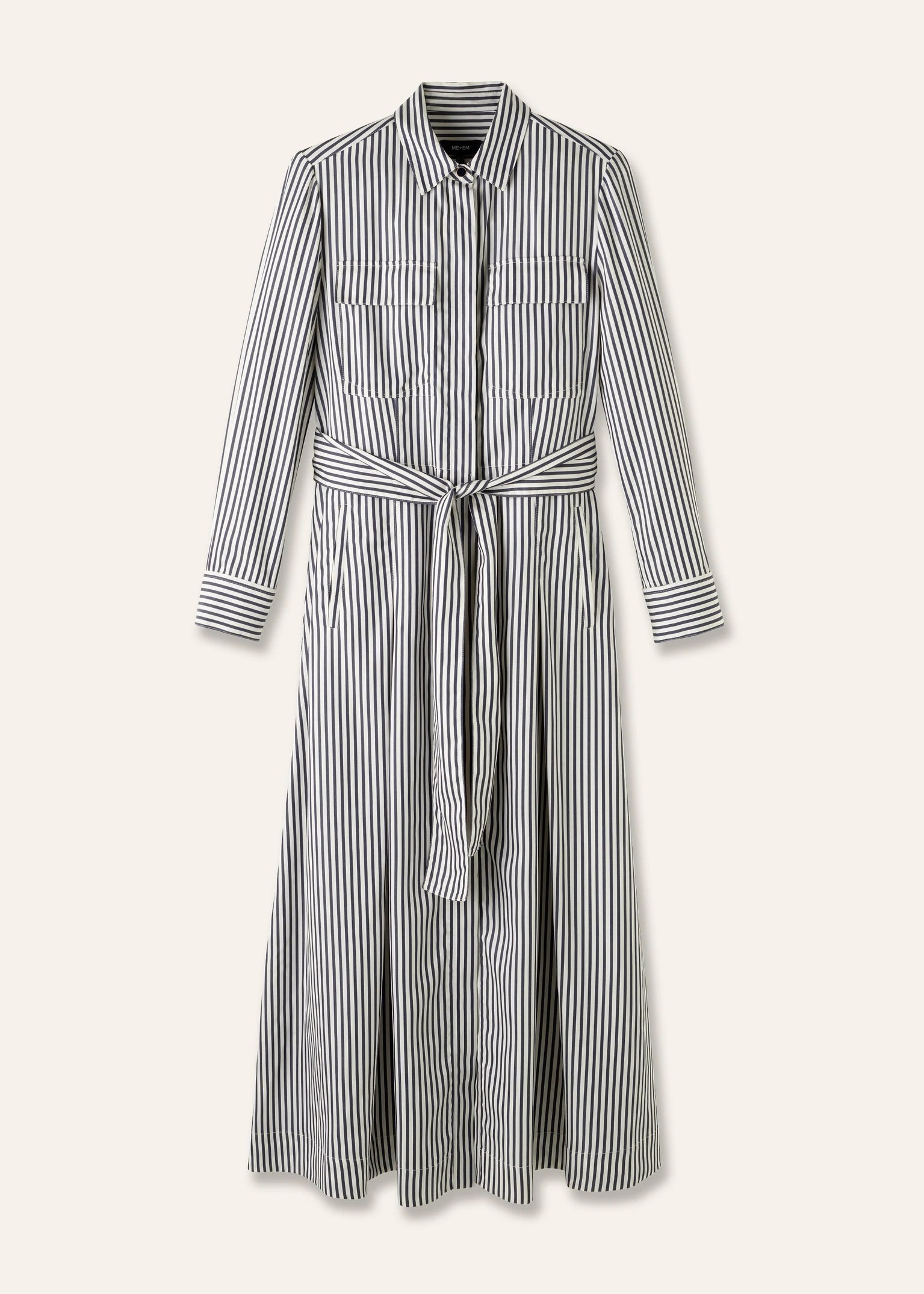 ME+EM Fluid Stripe Maxi Shirt Dress + Belt in NavySoft White.jpg