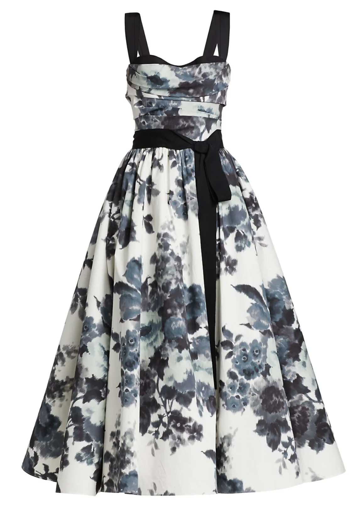 Carolina Herrera Floral Bow A-Line Cocktail Dress