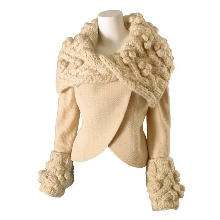 Christian Dior Knitted Collar and Cuffs Jacket in Pink