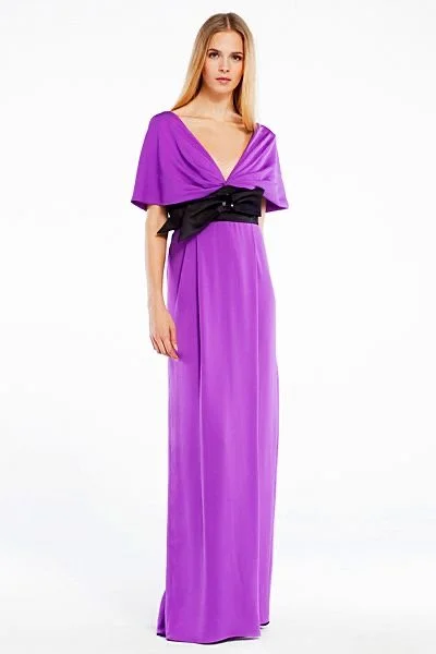 Carolina Herrera V-Neck Belted Gown