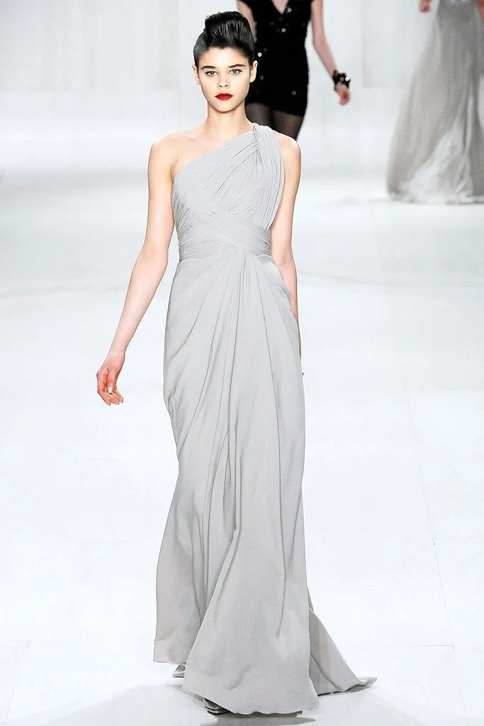 Elie Saab Fall 2009 One Shoulder Draped Gown in Blue