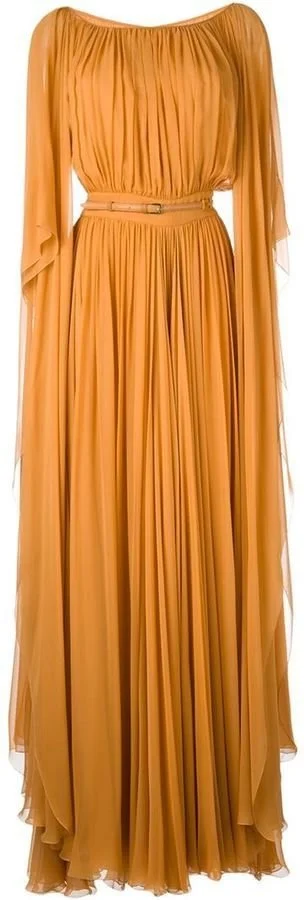 Elie Saab Pleated Belted Gown
