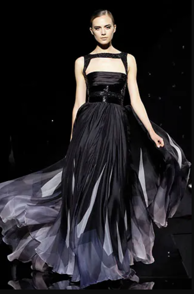 Elie Saab Crystal Embellished Pleated Gown in Grey