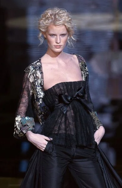 Elie Saab Couture Strapless Bow Lace Gown