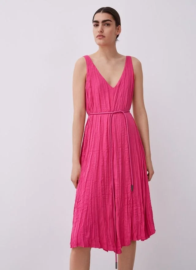 Adolfo Dominguez V-Neck Belted Dress