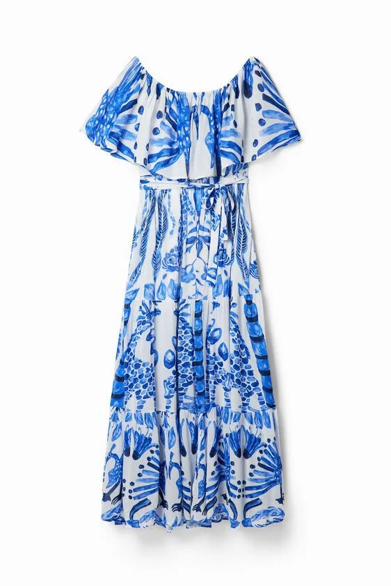 Desigual x Stella Jean Ruffle Midi Dress