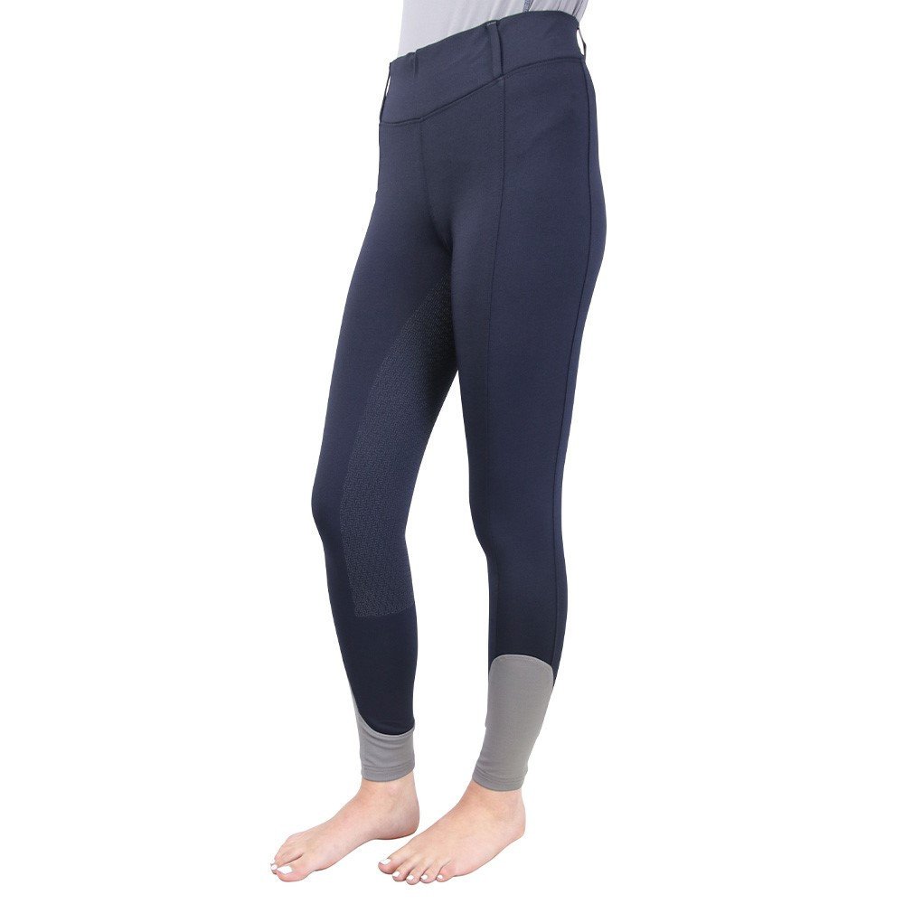 HY Sport Active Young Rider Riding Tights in Midnight Navy Pencil Point Grey.jpg