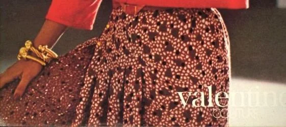 Valentino Red Printed Midi Skirt