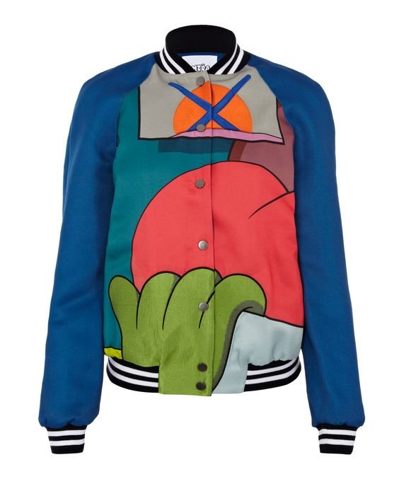 Mira Makati Colourblocked Patched and Printed Bomber Jacket.jpg