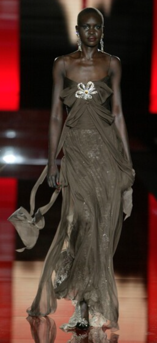 Valentino HC Long Sleeves Pleated Chiffon Gown