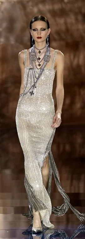 Valentino HC Metallic Long Sleeve Gown