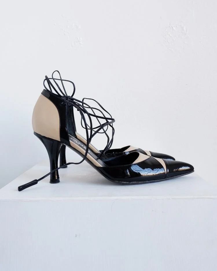 Chanel D'Orsay Lace Up Pumps