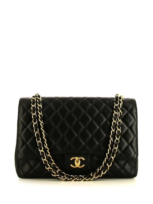 Chanel Maxi Flap Bag in Black Quilted Leather and Gold Hardware