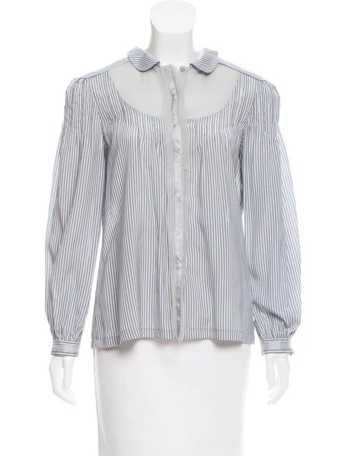 Alberta Ferretti Striped Shirt with Sheer Insert