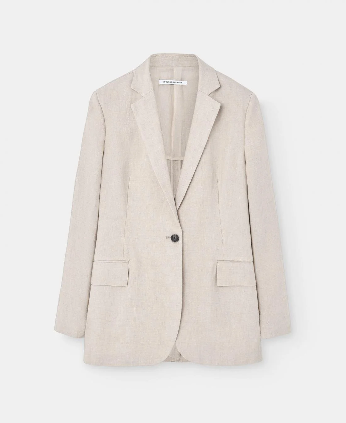 Adolfo Dominguez Single Breasted Linen Blazer in Natural