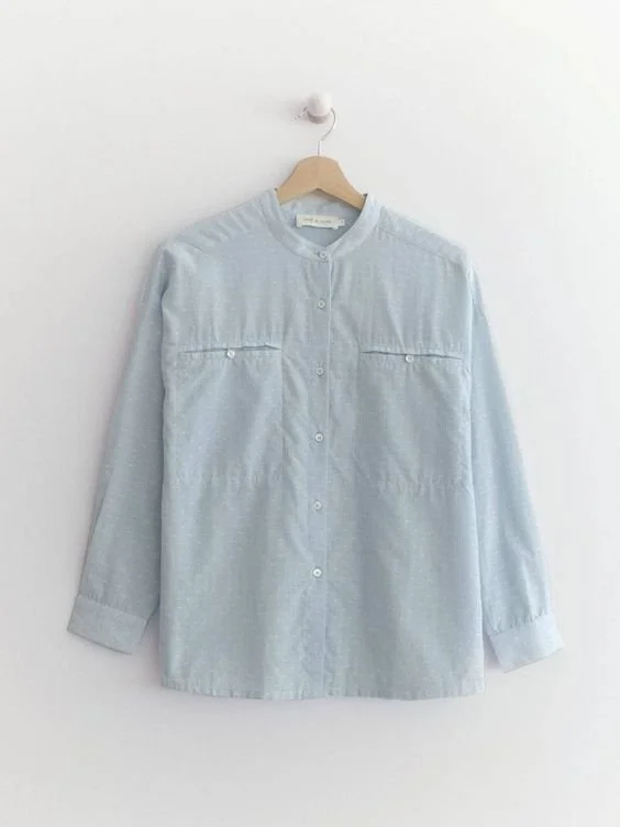 Indi & Cold Mao Collar Poplin Shirt