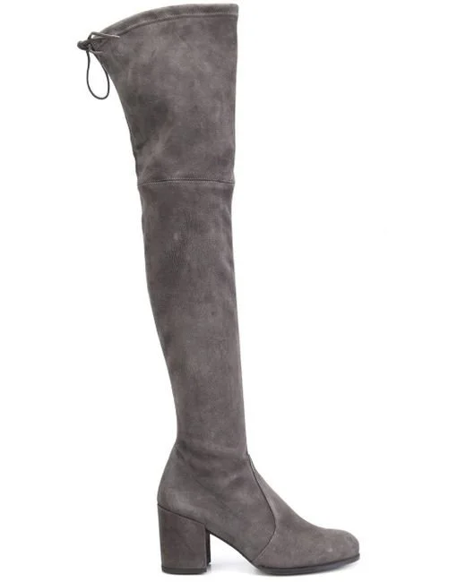 Stuart Weitzman Tieland Over-The-Knee Boots in Grey Suede