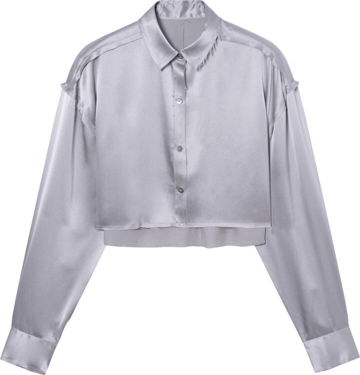 Alter Designs Crop Satin Shirt in Silver.jpg