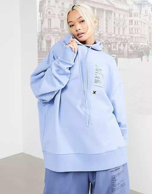 Collusion Unisex Oversized Blues Hoodie With Print.jpg