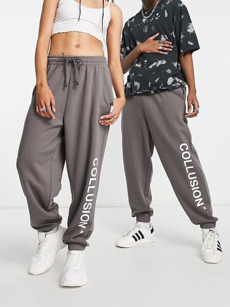 COLLUSION Unisex Logo Joggers in Dark Grey.jpg