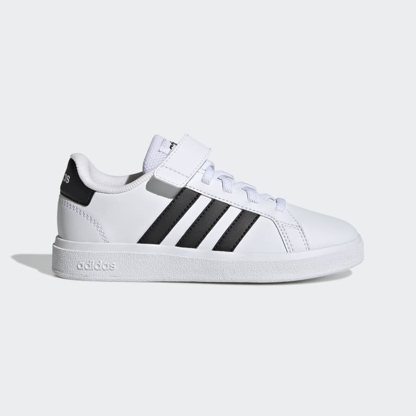 Adidas Kids Grand Court Shoes in Cloud White / Core Black — UFO No More