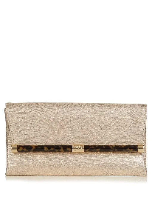 Diane von Furstenberg 440 Envelope Clutch in Metallic Lizard-Effect