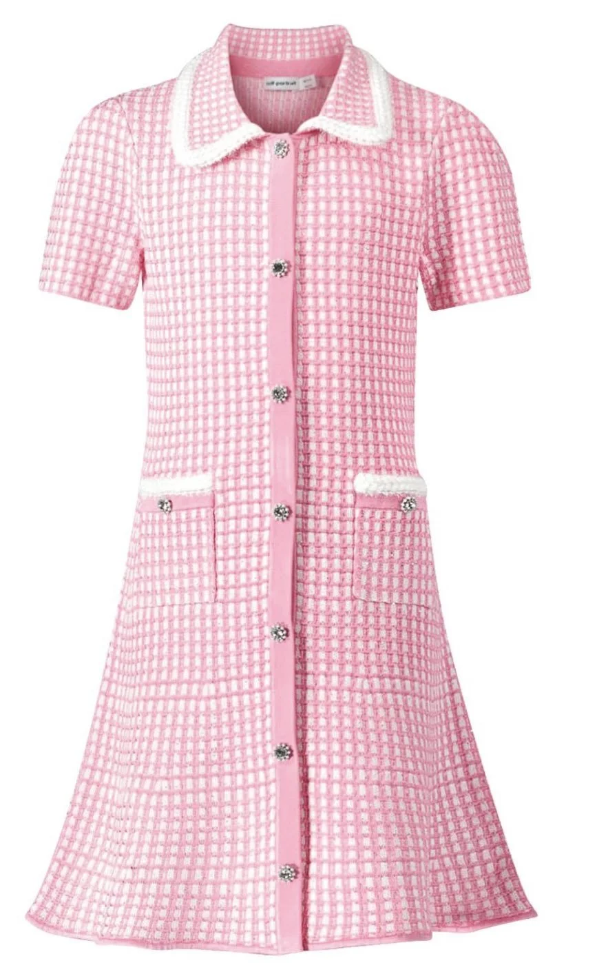 Self Portrait Kids Checkered Buttoned Flared Dress