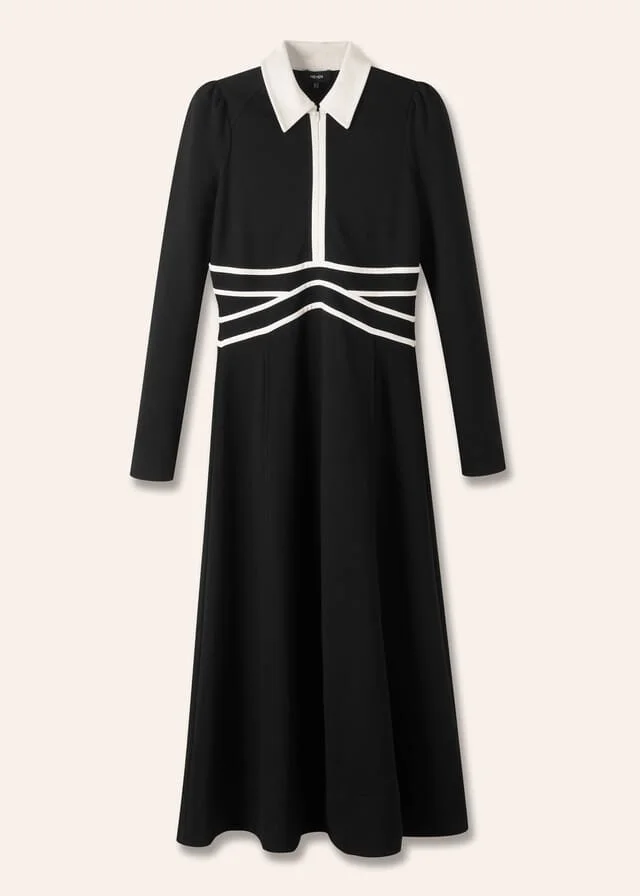ME and EM Ponte Contrast Detail Fit And Flare Dress