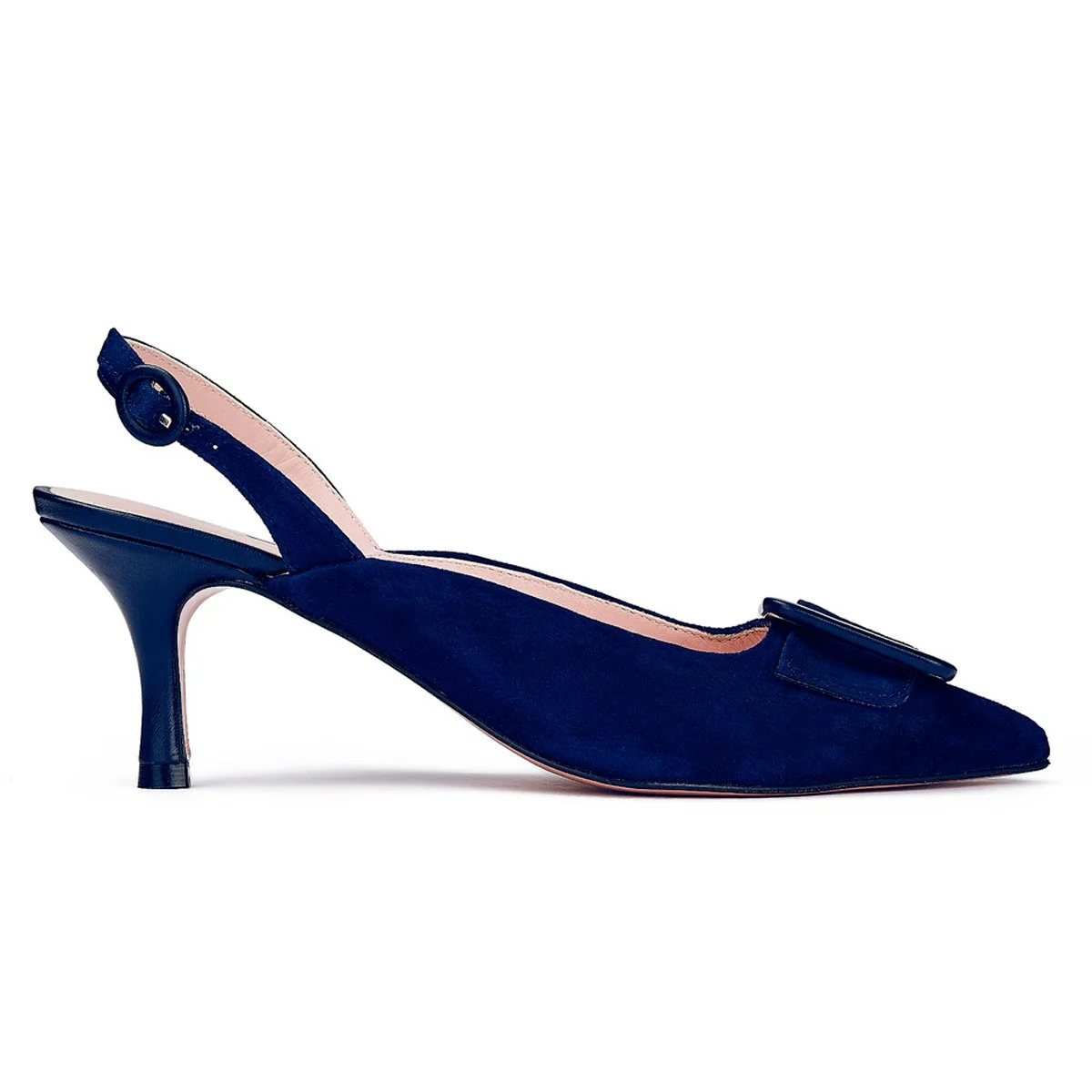 Isabel Abdó Carrie Slingback Pumps in Blue Suede