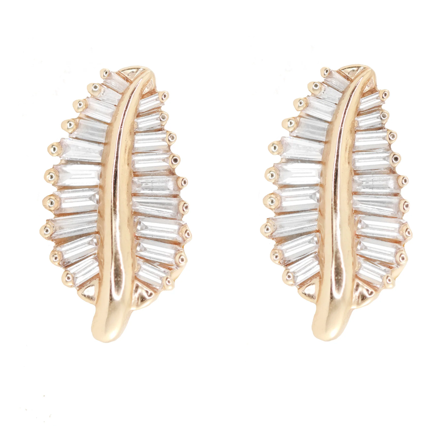 Luna Skye Large Baguette Diamond Leaf Studs