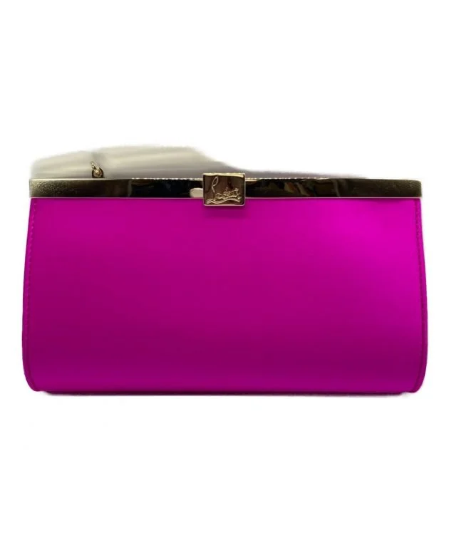 Christian Louboutin Palmette Small Clutch in Fuchsia Satin
