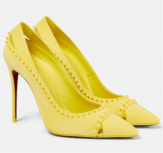 Christian Louboutin Duvette Spikes 100 Pumps in Yellow