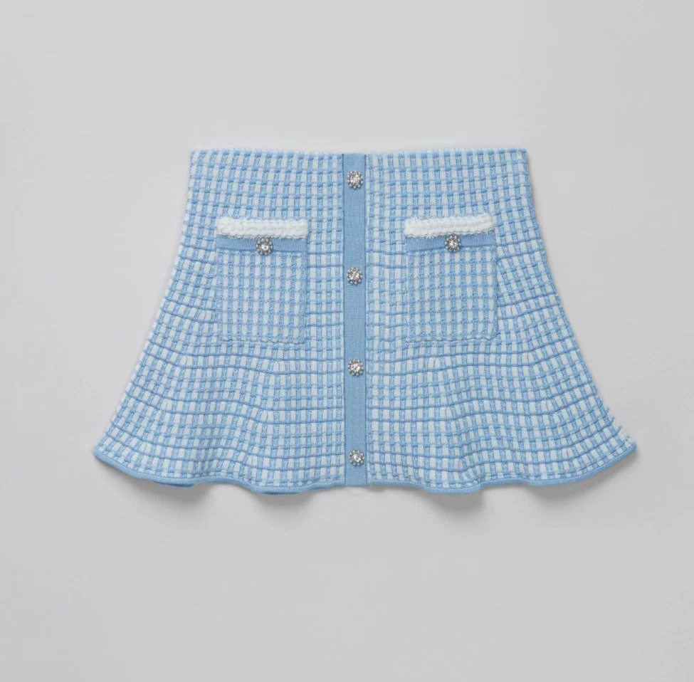 Self Portrait Kids Knit Mini Skirt in Baby Blue