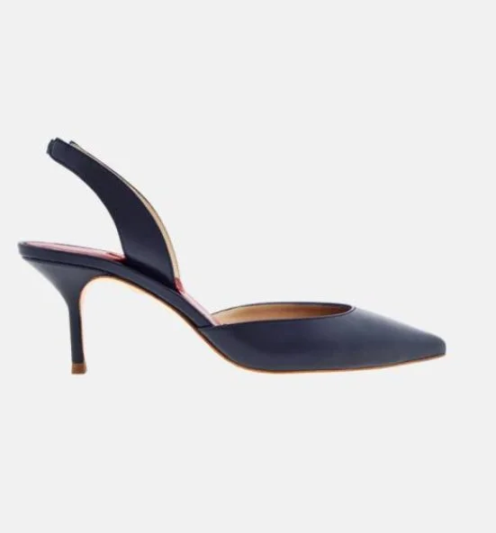 Carolina Herrera Slingback Pumps in Navy Leather