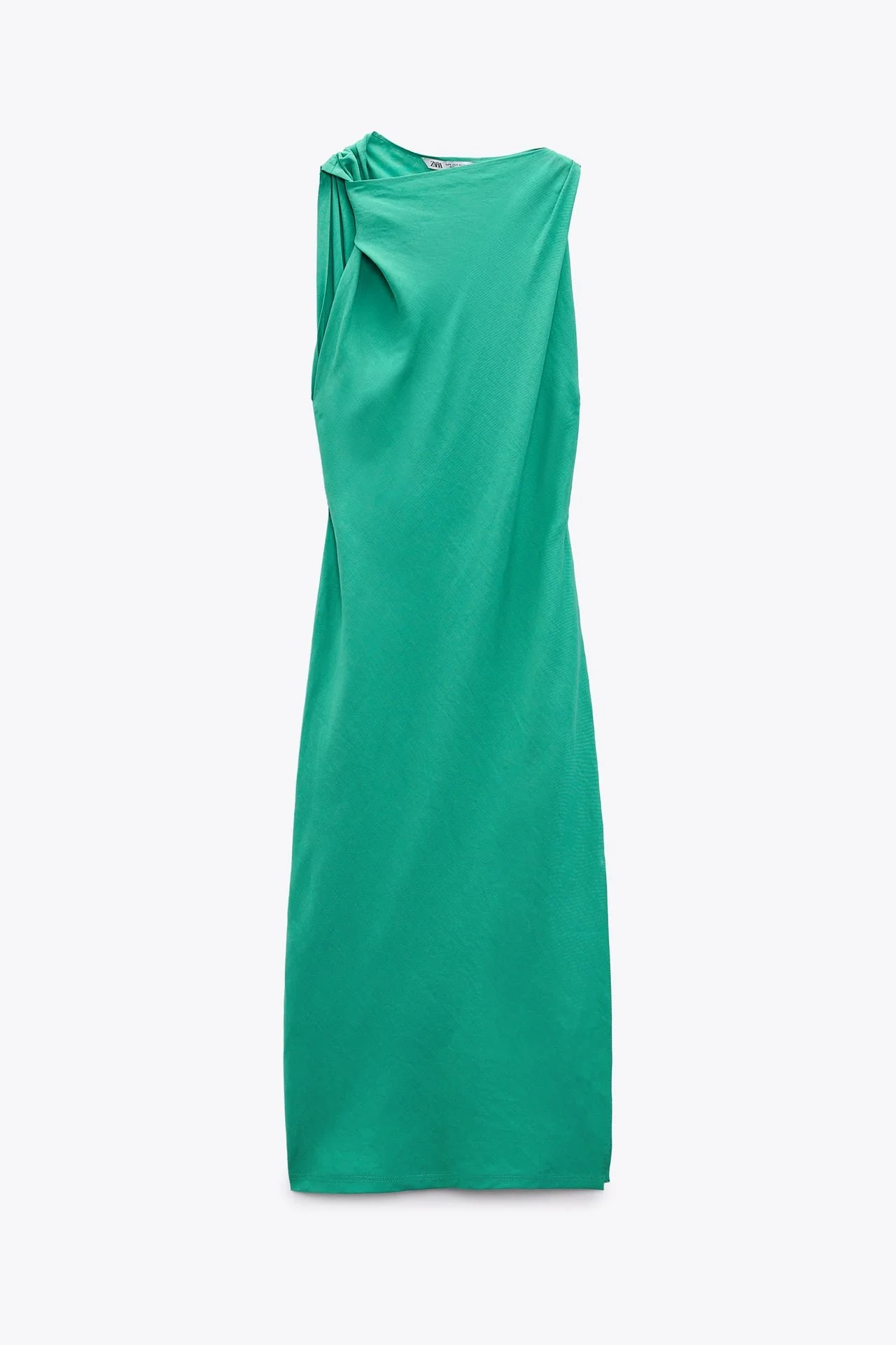 Zara Gathered Linen Blend Dress