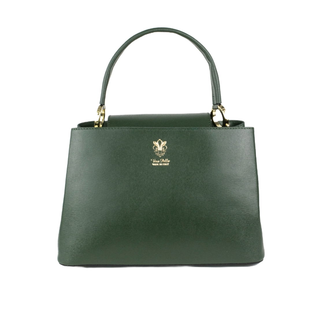 Vera Pelle Top Handle Tote Bag in Green.png