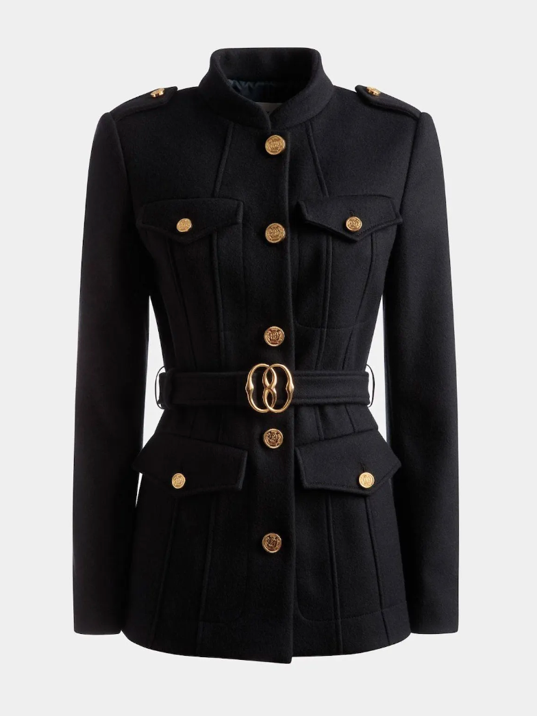 Bally Belted Jacket In Navy Wool — UFO No More