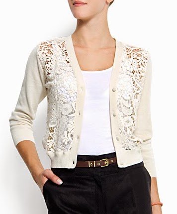 Mango Lace Insert Cardigan