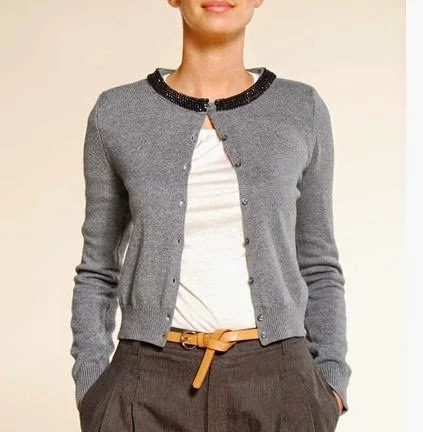 Mango Embellished Neckline Cardigan