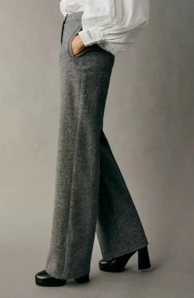 Sézane Martin Trousers in Mottled Grey