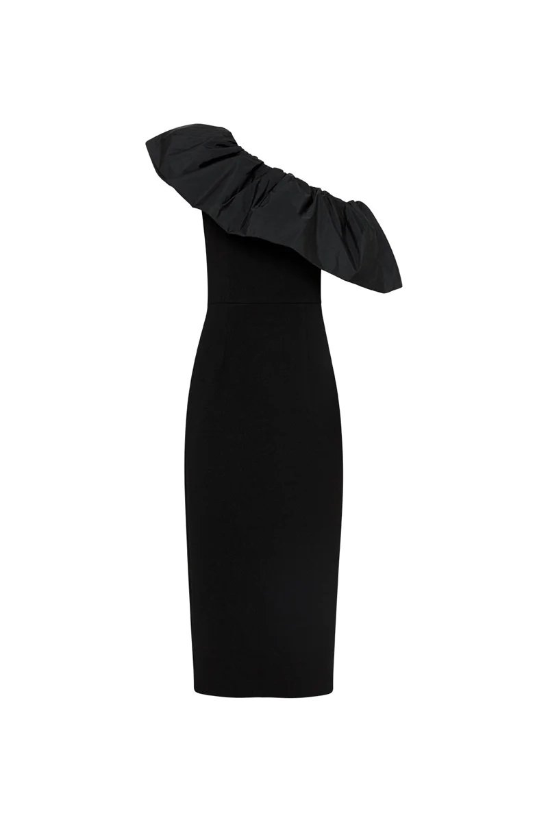 Rebecca Vallance After Hours One Shoulder Midi Dress in Black.jpg