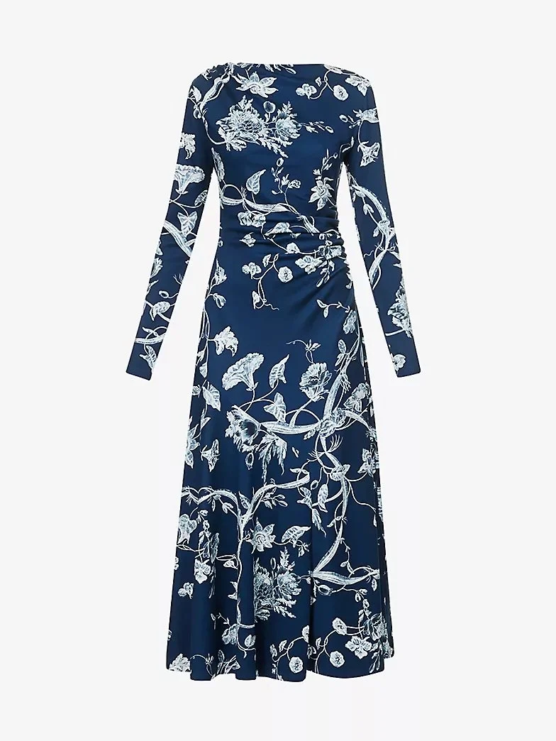 Erdem Long Sleeve Dress With Drawstring Detail