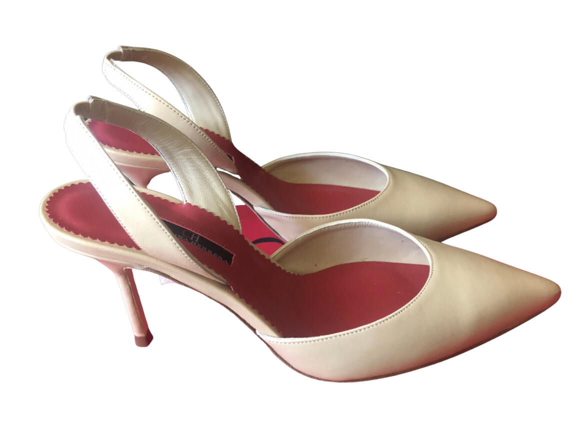 Carolina Herrera Slingback Pumps in Nude Leather