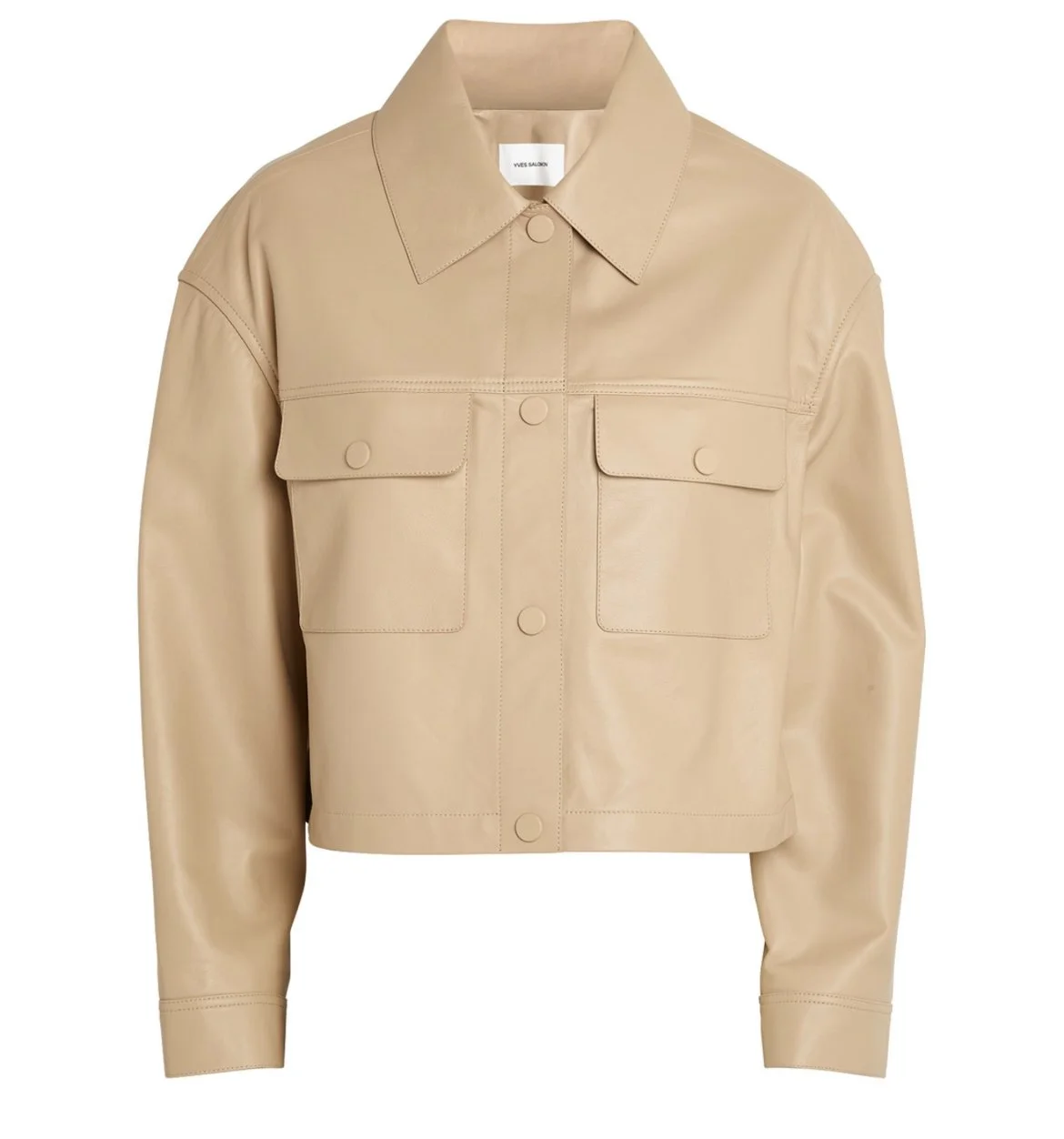 Yves Salomon Leather Collared Jacket